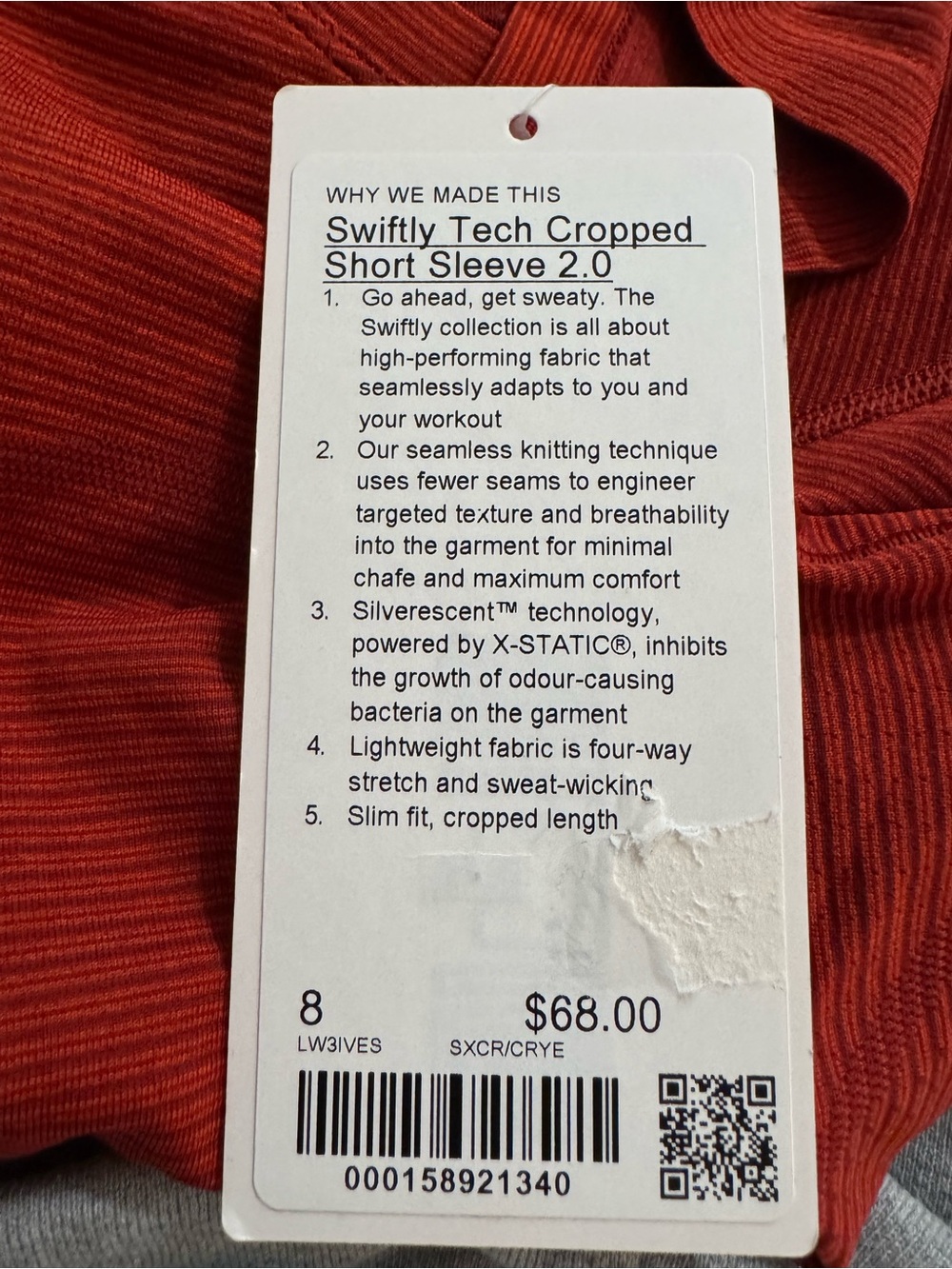 Lululemon Swiftly Tech Cropped Short Sleeve 2.0 NWT - Picture 4 of 4
